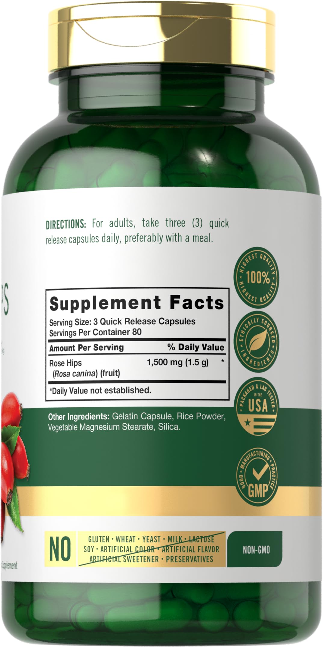 Foto 3 pulgar | Suplemento Carlyle Rose Hips 1500 mg 240 Cápsulas - Venta Internacional