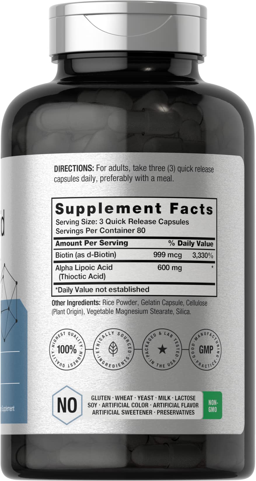 Foto 3 pulgar | Suplemento Horbäach de Ácido Alfa Lipoico 600 Mg Con Biotina 240 Cápsulas - Venta Internacional