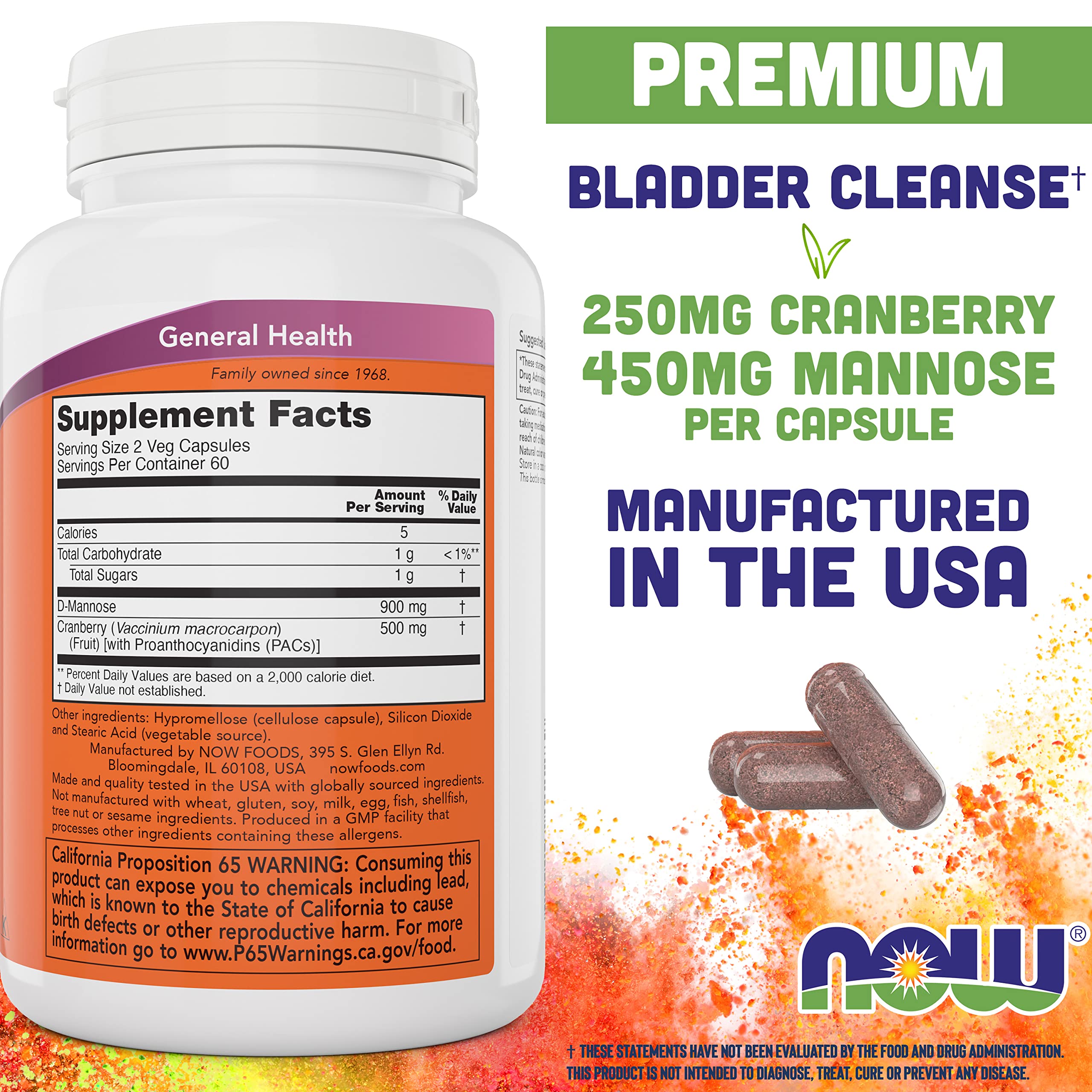 Foto 3 pulgar | Suplemento Now Mannose Cranberry 2 Piezas-Venta Internacional