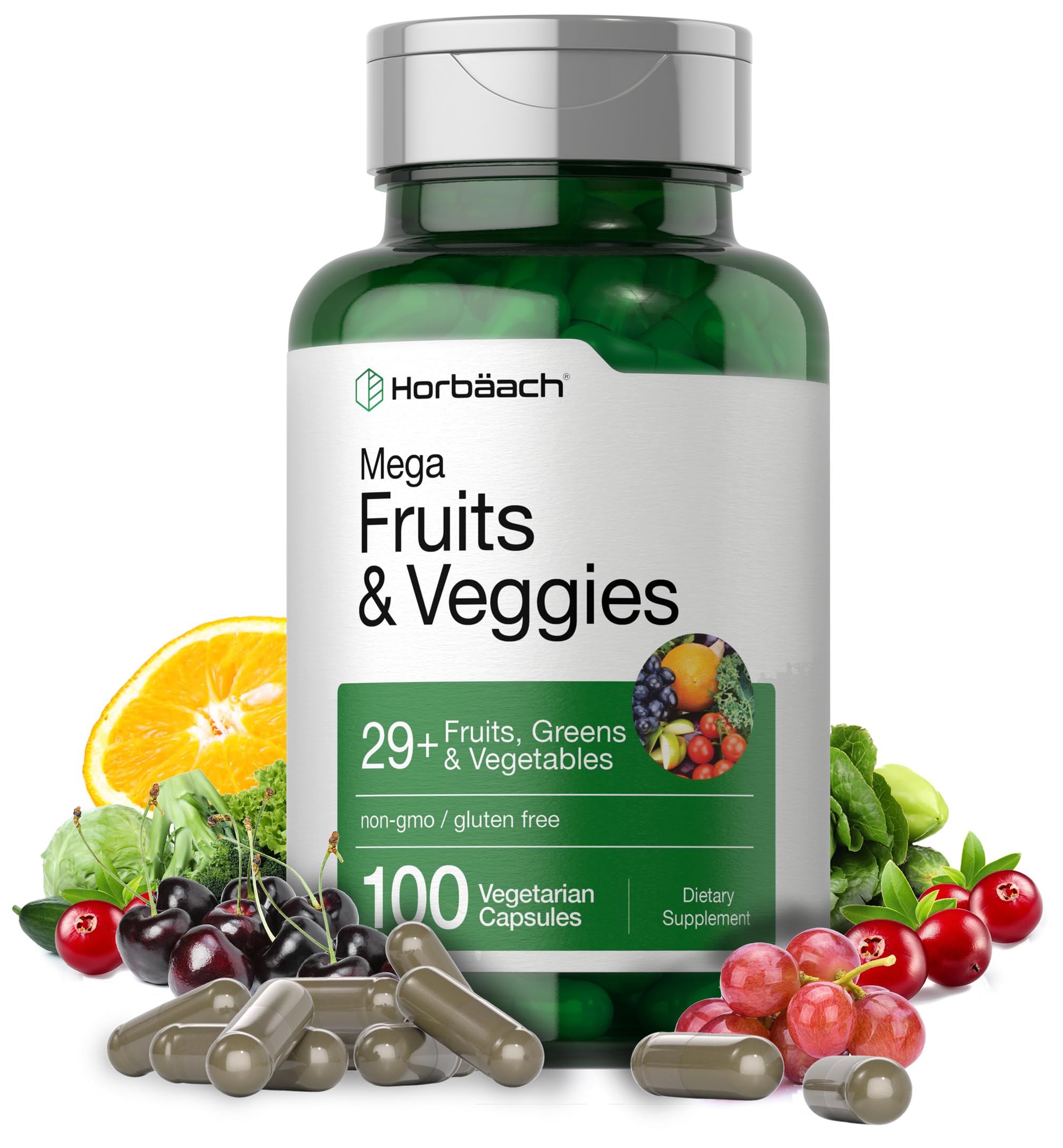 Foto 2 pulgar | Suplemento Horbaach Mega Fruits y Veggies 100 Cápsulas - Venta Internacional
