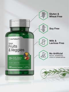Foto 5 | Suplemento Horbaach Mega Fruits y Veggies 100 Cápsulas - Venta Internacional