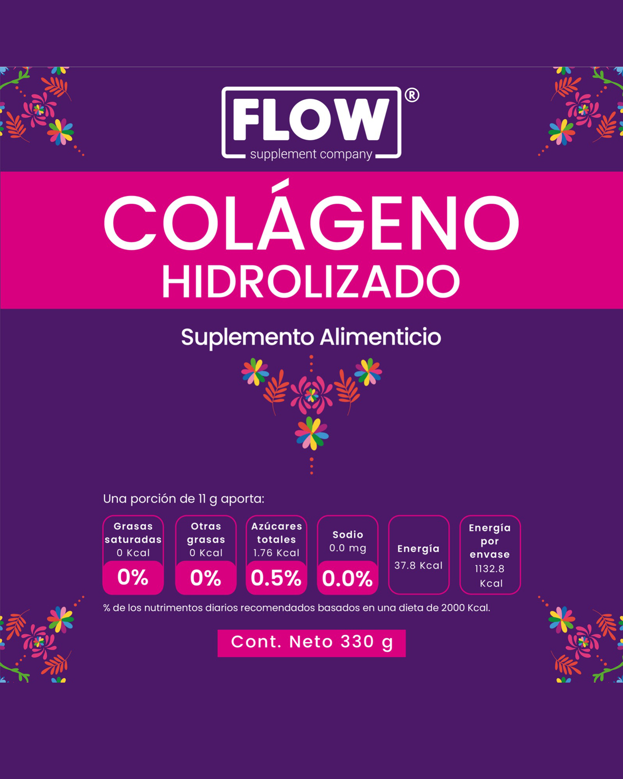 Foto 5 pulgar | Flow Vitaminas Minerales y Suplementos -Colágeno Hidrolizado+ Granada + Omega 3-6-9 de 330 g