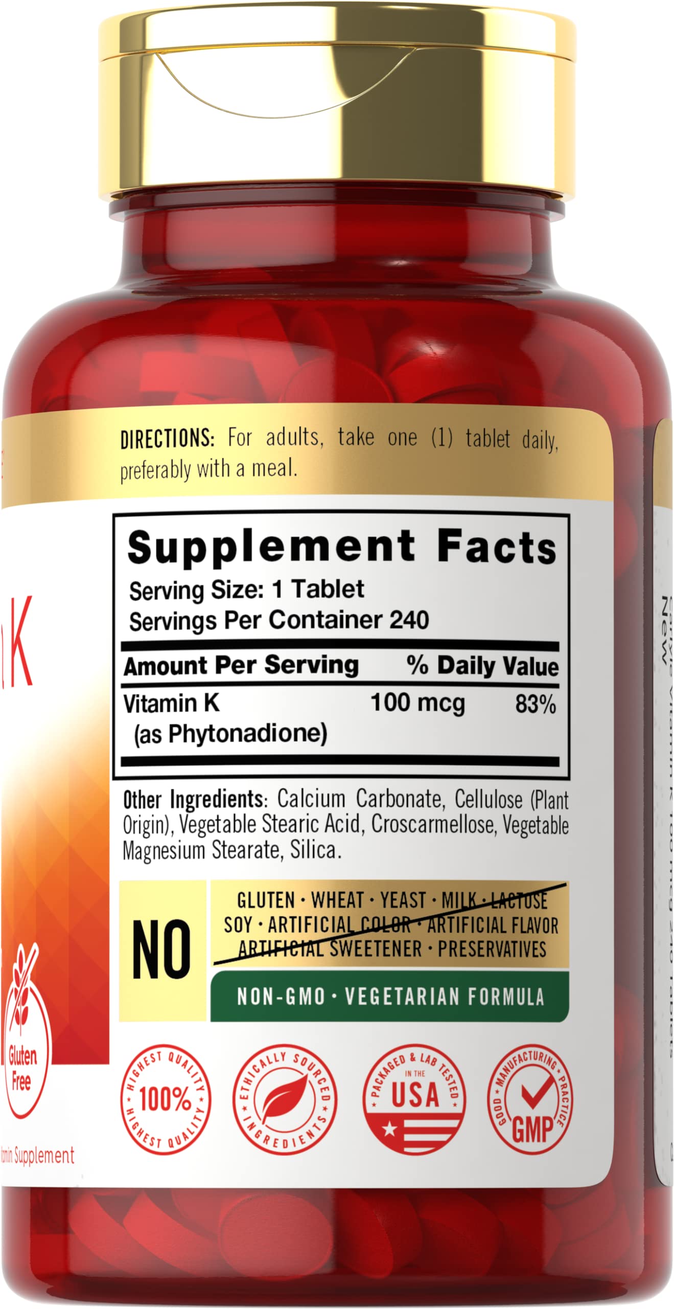 Foto 3 pulgar | Suplemento de Vitamina K Carlyle 100 mcg 240 Tabletas - Venta Internacional