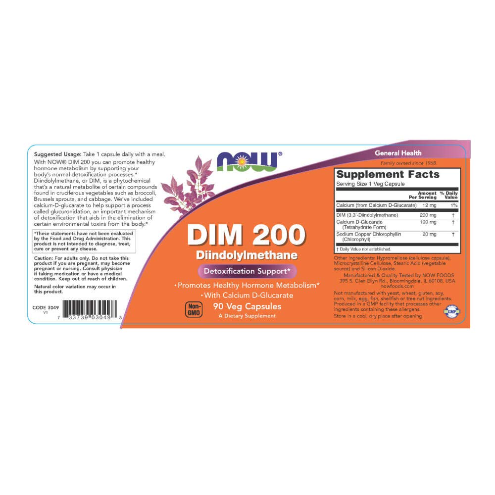 Foto 3 pulgar | Suplemento Now Dim 200 Diindolilmetano con Calcio 90 Cápsulas - Venta Internacional