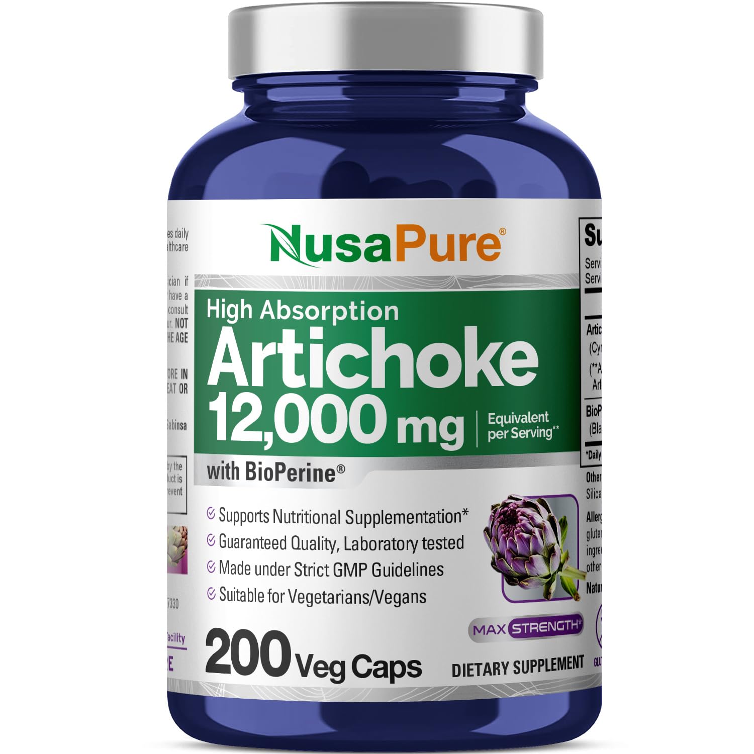 Foto 2 pulgar | Suplemento Nusapure Extracto de Alcachofa 12000 mg 200 Cápsulas - Venta Internacional