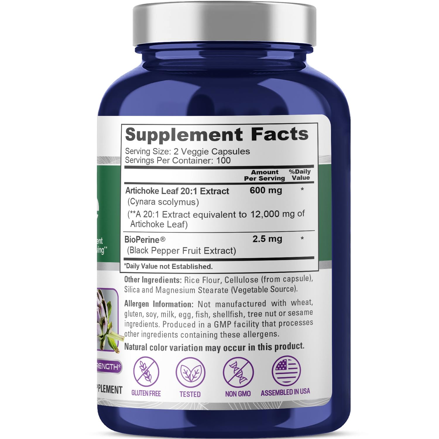 Foto 3 pulgar | Suplemento Nusapure Extracto de Alcachofa 12000 mg 200 Cápsulas - Venta Internacional