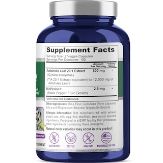 Foto 2 | Suplemento Nusapure Extracto de Alcachofa 12000 mg 200 Cápsulas - Venta Internacional