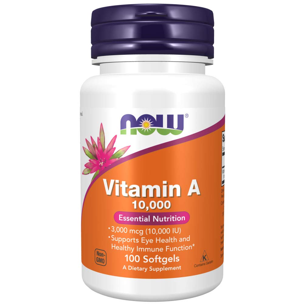 Suplemento NOW Supplements Vitamina A 10,000 UI para la Salud Ocular - 100 Cápsulas Blandas
