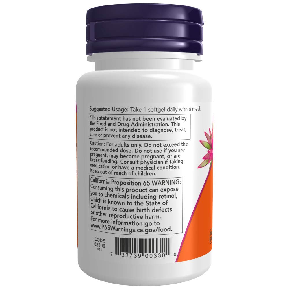 Foto 4 pulgar | Suplemento NOW Supplements Vitamina A 10,000 UI para la Salud Ocular - 100 Cápsulas Blandas