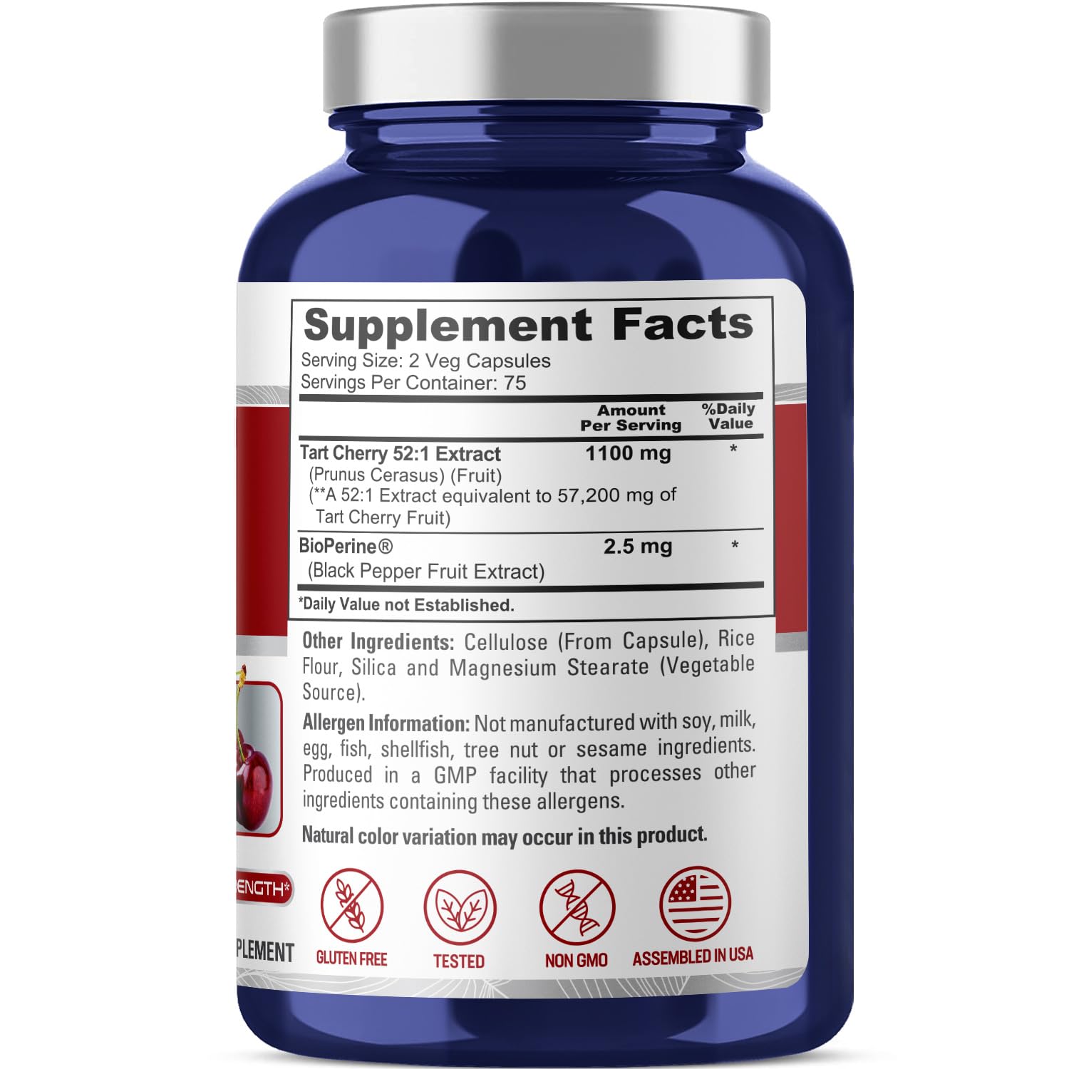 Foto 3 pulgar | Suplemento Nusapure Tart Cherry 57,200 mg 150 Cápsulas Vegano - Venta Internacional