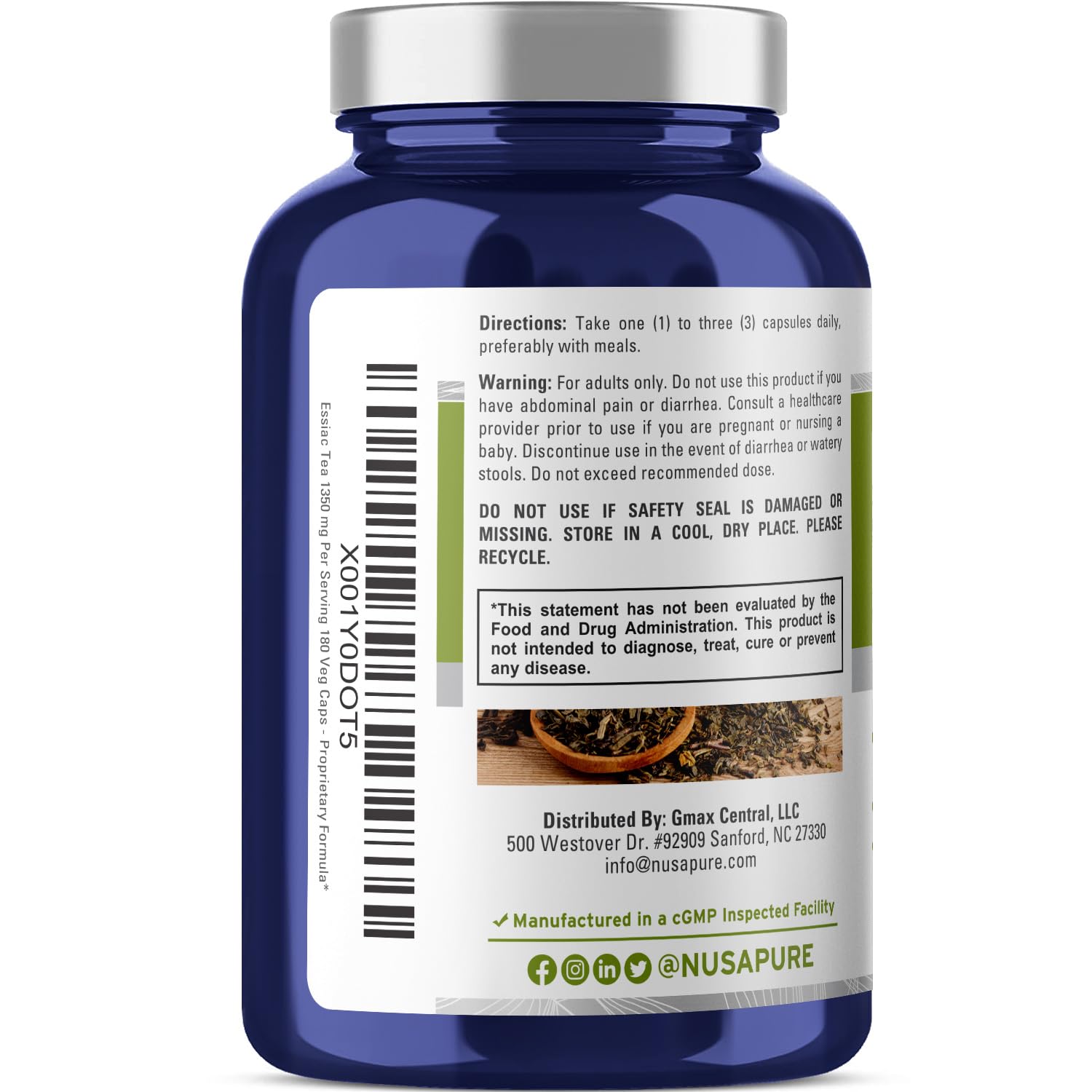 Foto 4 pulgar | Suplemento Nusapure Essiac Tea 180 Cápsulas Vegetarianas - Venta Internacional