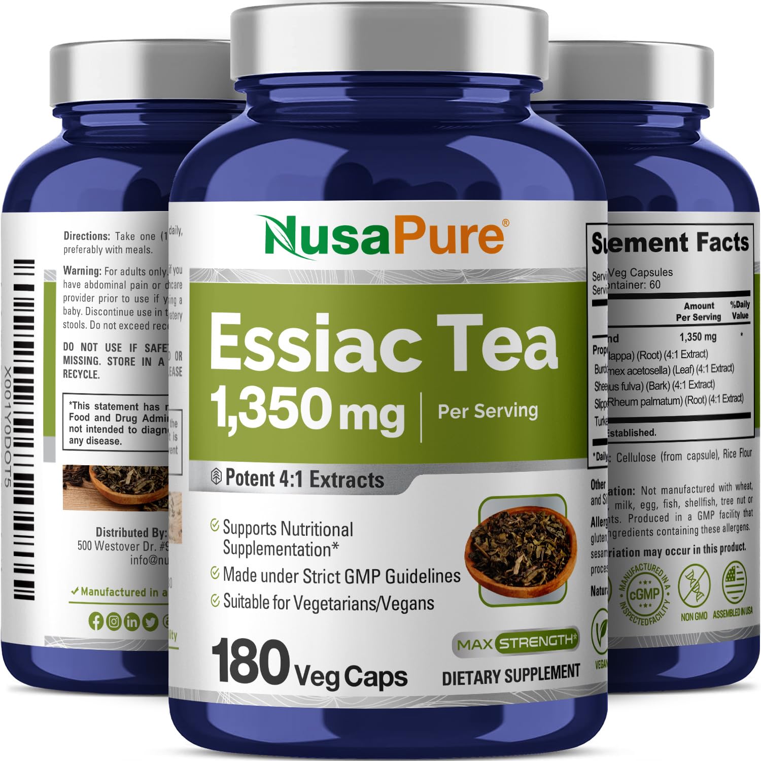 Foto 4 | Suplemento Nusapure Essiac Tea 180 Cápsulas Vegetarianas - Venta Internacional