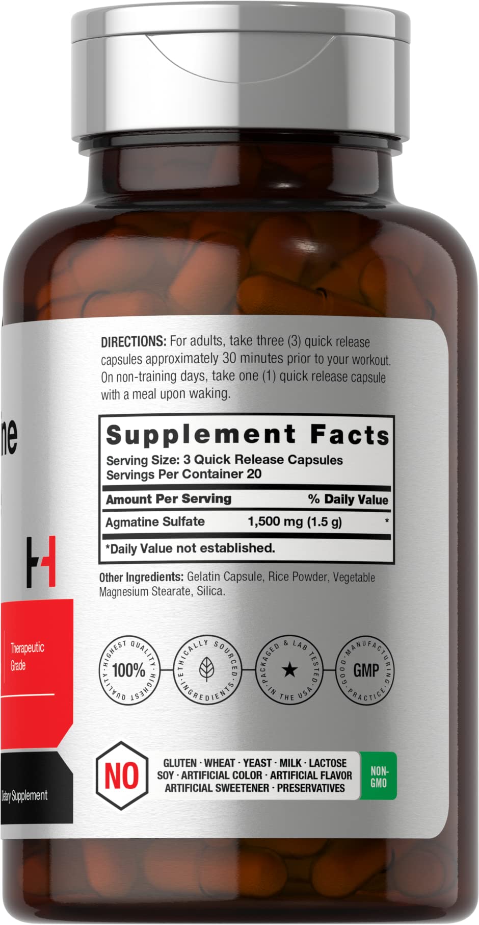 Foto 3 pulgar | Suplemento Horbaach Sulfato de Agmatina 1500 mg 60 Cápsulas - Venta Internacional