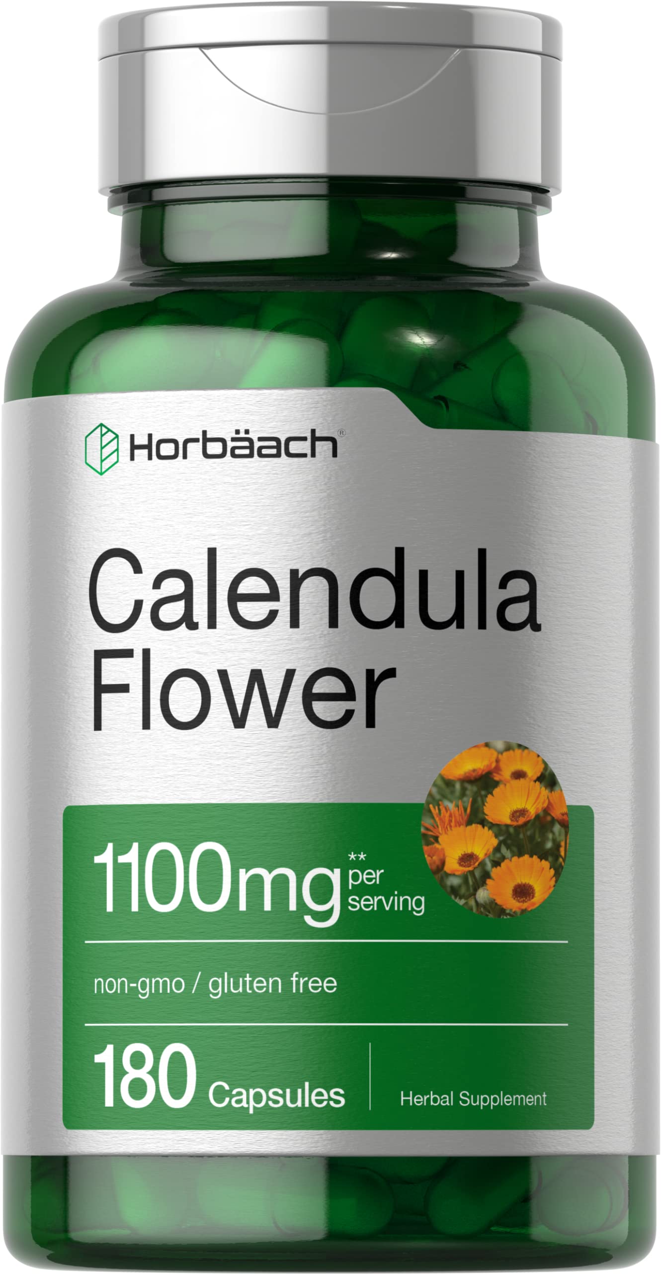 Suplemento Horbäach Cápsulas de Flor de Caléndula 1100 mg 180 Unidades - Venta Internacional
