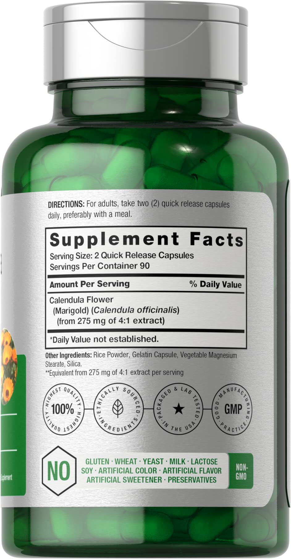 Foto 3 pulgar | Suplemento Horbäach Cápsulas de Flor de Caléndula 1100 mg 180 Unidades - Venta Internacional