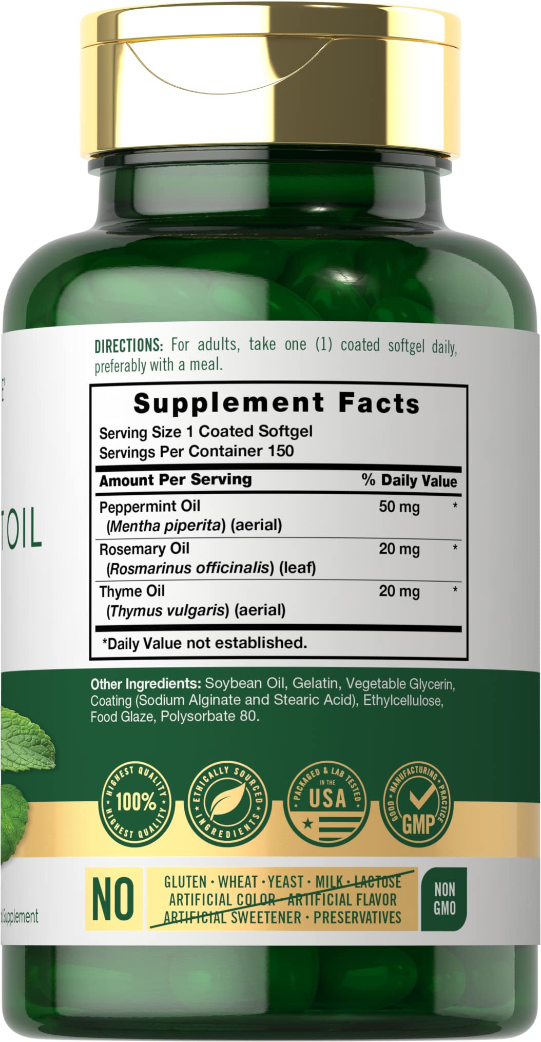 Foto 3 pulgar | Suplemento Carlyle Aceite de Menta Cápsulas 150 Cápsulas - Venta Internacional