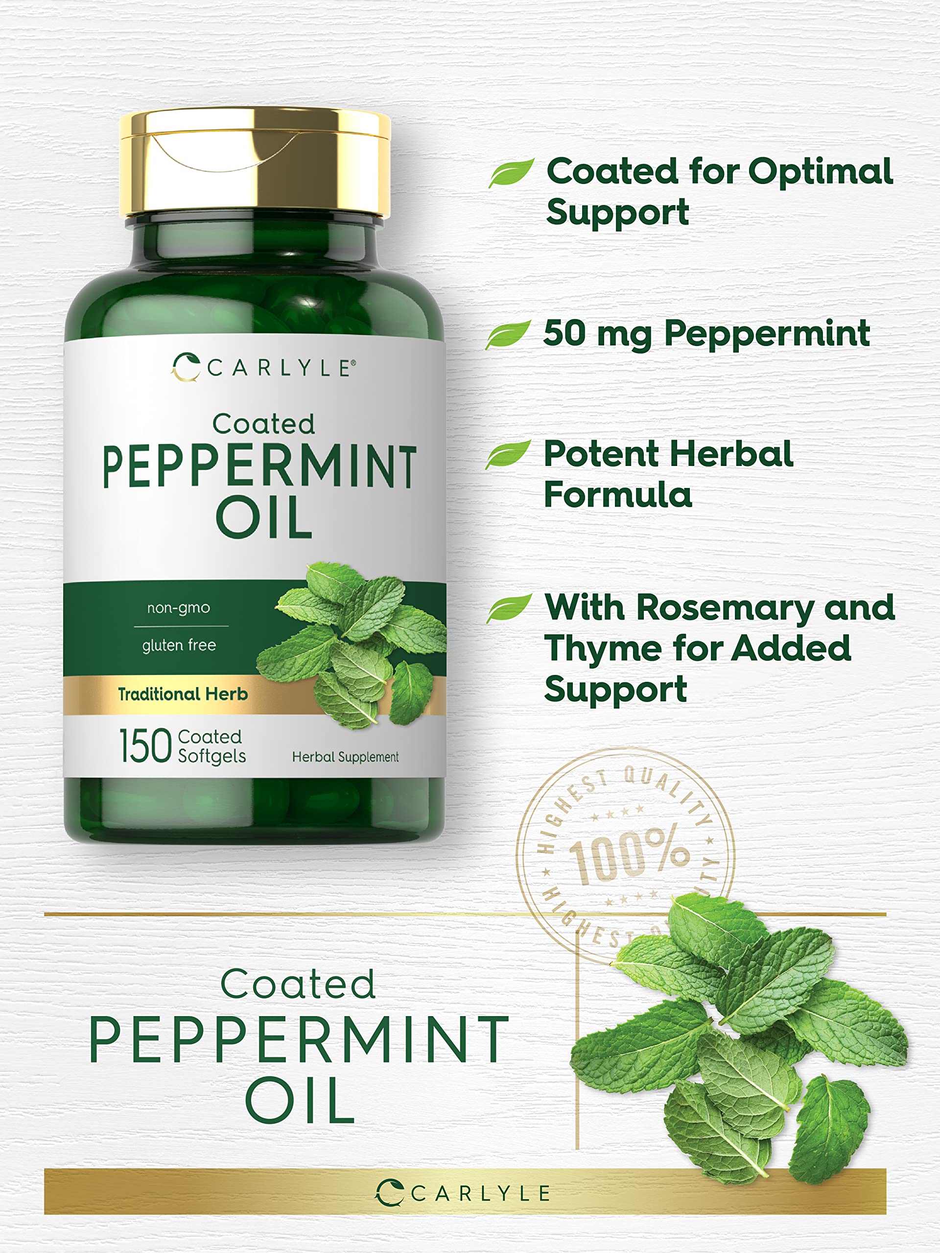 Foto 4 pulgar | Suplemento Carlyle Aceite de Menta Cápsulas 150 Cápsulas - Venta Internacional