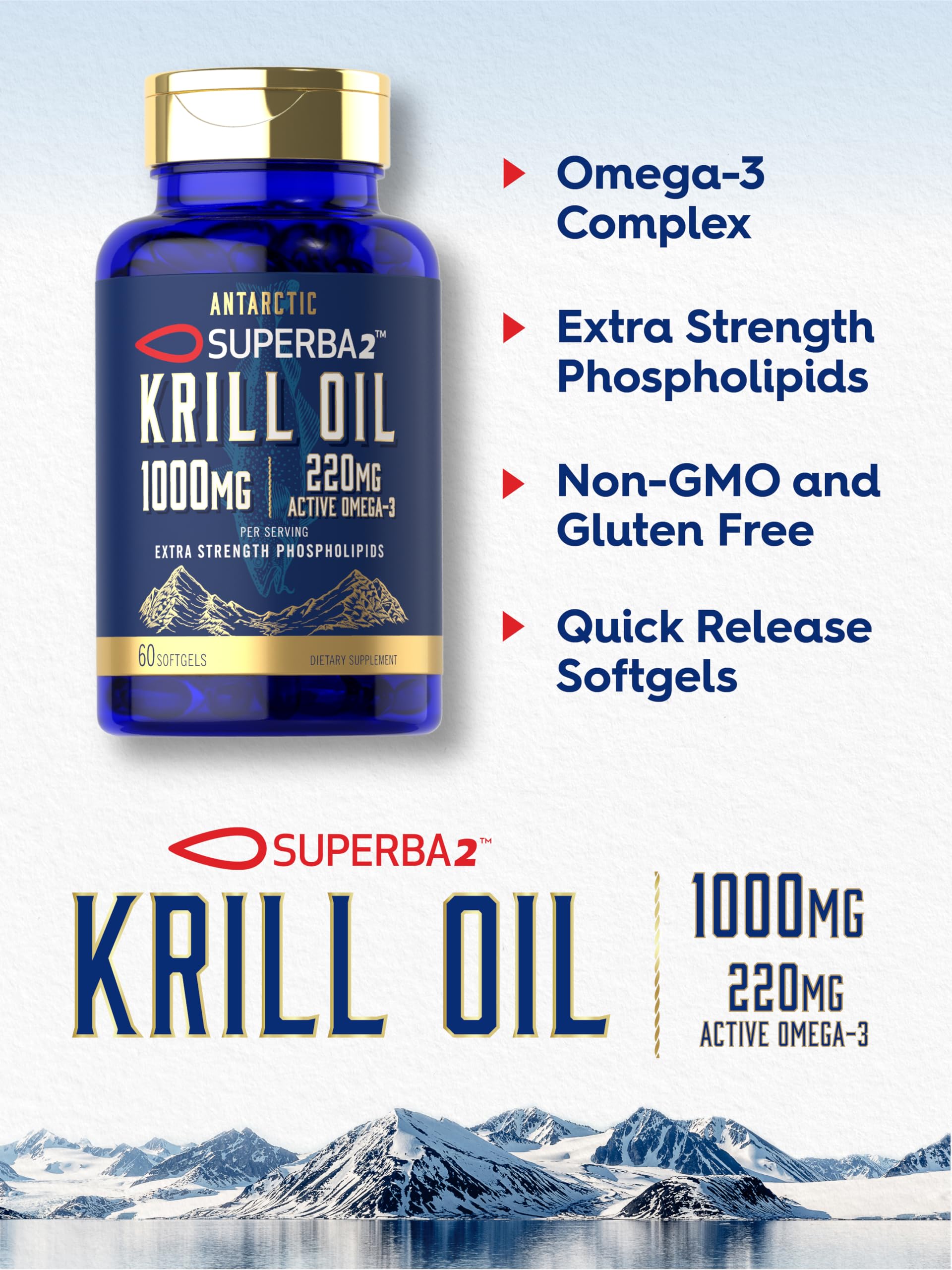 Foto 5 pulgar | Suplemento de Aceite de Krill Antártico Carlyle 1000 mg 60 Cápsulas Blandas - Venta Internacional