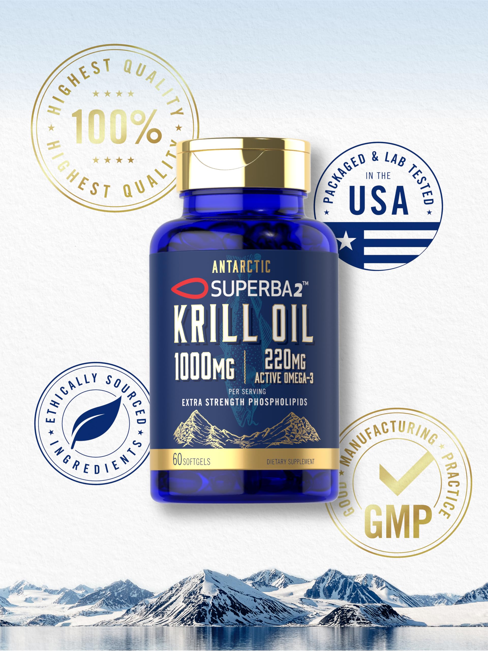 Foto 7 pulgar | Suplemento de Aceite de Krill Antártico Carlyle 1000 mg 60 Cápsulas Blandas - Venta Internacional