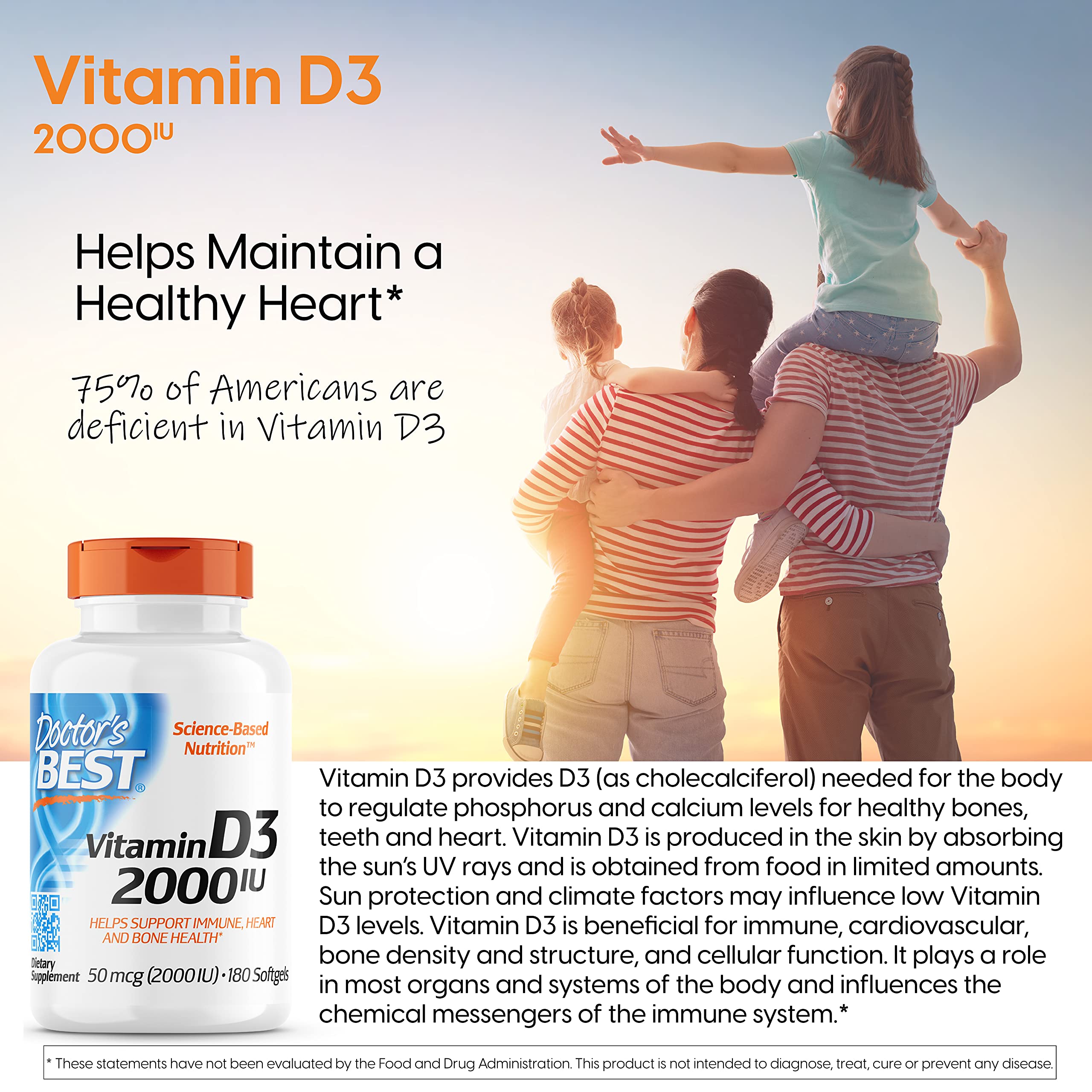 Foto 3 pulgar | Suplemento Doctor's Best de Vitamina D3 2000 UI 180 Comprimidos - Venta Internacional