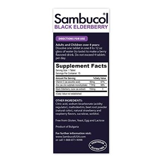 Foto 5 | Tabletas de Saúco Negro Sambucol con Vitamina C Y Zinc Suplemento de Apoyo Inmunológico Tabletas E - Venta Internacion