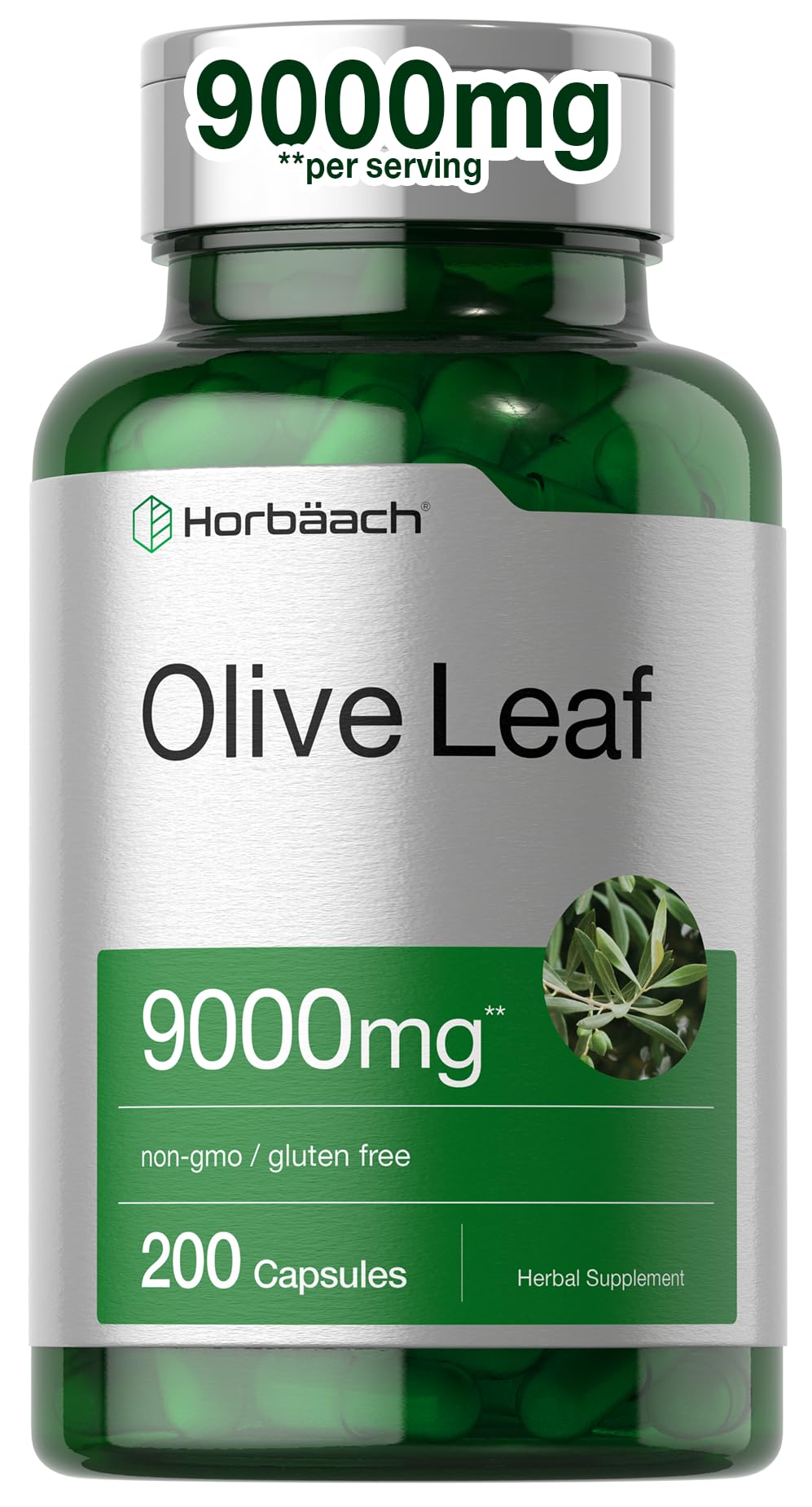 Foto 2 pulgar | Suplemento Horbäach Extracto de Hojade Olivo Horbäach 9000 mg 200 Cápsulas - Venta Internacional