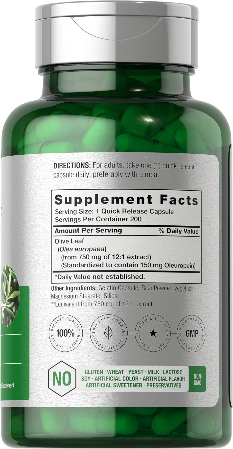 Foto 3 pulgar | Suplemento Horbäach Extracto de Hojade Olivo Horbäach 9000 mg 200 Cápsulas - Venta Internacional