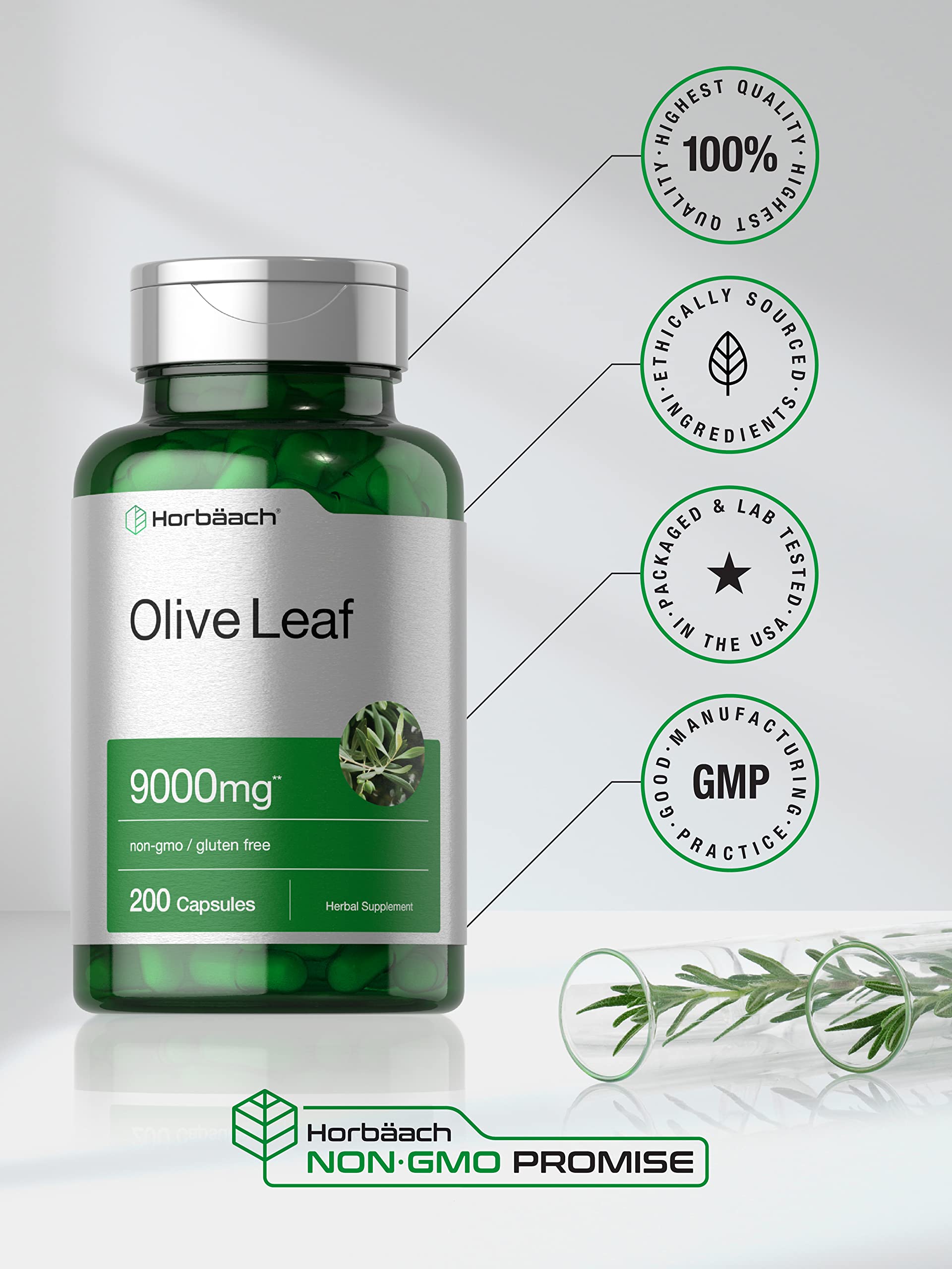 Foto 6 pulgar | Suplemento Horbäach Extracto de Hojade Olivo Horbäach 9000 mg 200 Cápsulas - Venta Internacional