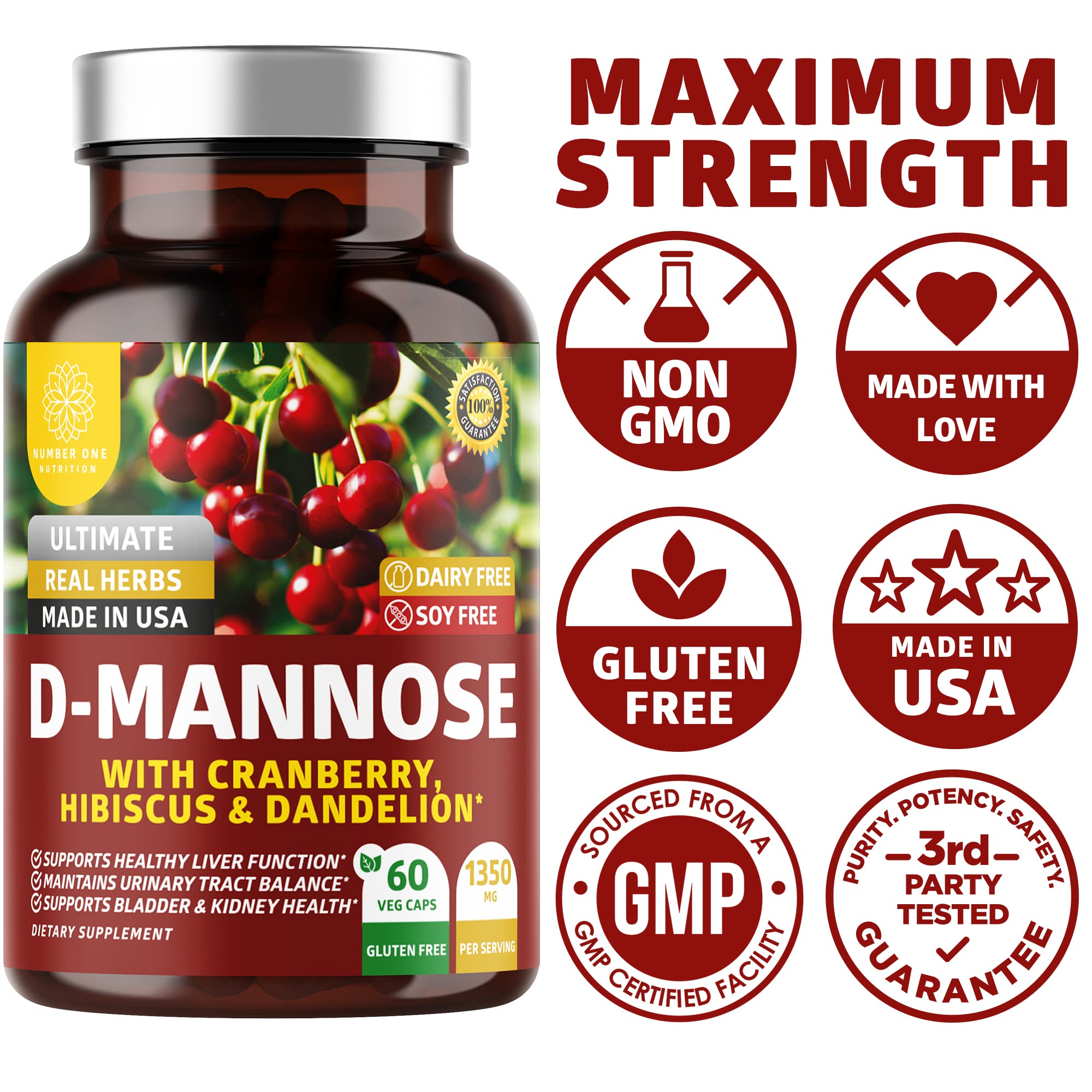 Foto 7 pulgar | Suplemento Number One Nutrition D Manosa Y Arándano 1350 Mg - Venta Internacional
