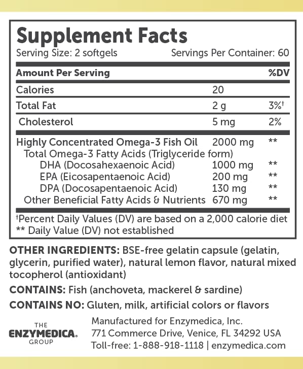 Foto 4 pulgar | Suplemento Enzymedica  Aceite de Pescado Aqua Biome de 120 Cápsulas Blandas - Venta Internacional
