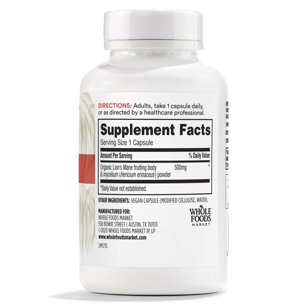 Foto 3 pulgar | Suplementos 365 by Whole Foods Market Lion's Mane 500 mg 90 Piezas - Venta Internacional