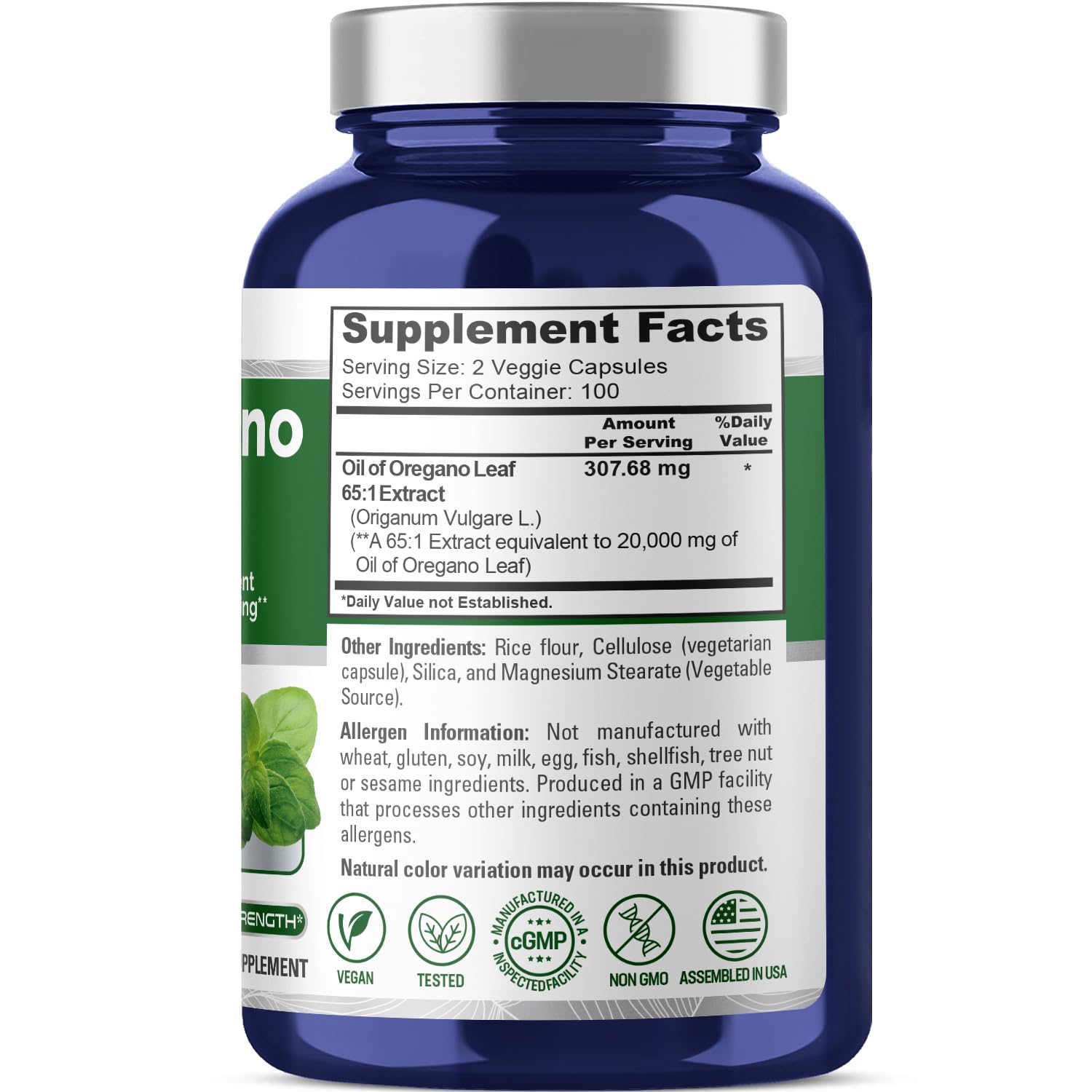 Foto 3 pulgar | Suplemento Nusapure Extracto de Aceite de Orégano 2000 mg 200 Cápsulas - Venta Internacional