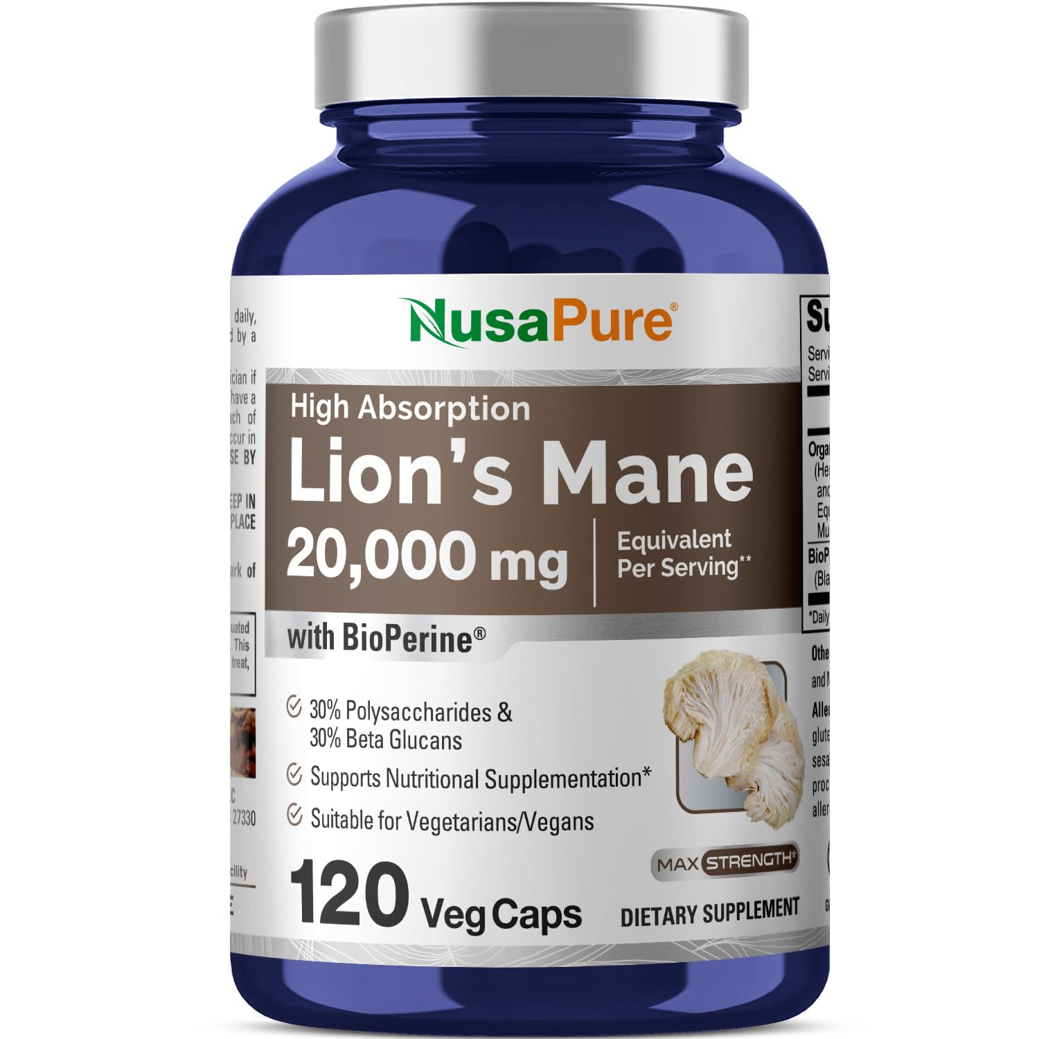 Foto 1 | Suplemento de Extracto de Melena de León Nusapure 20 000 Mg 120 Cápsulas - Venta Internacional