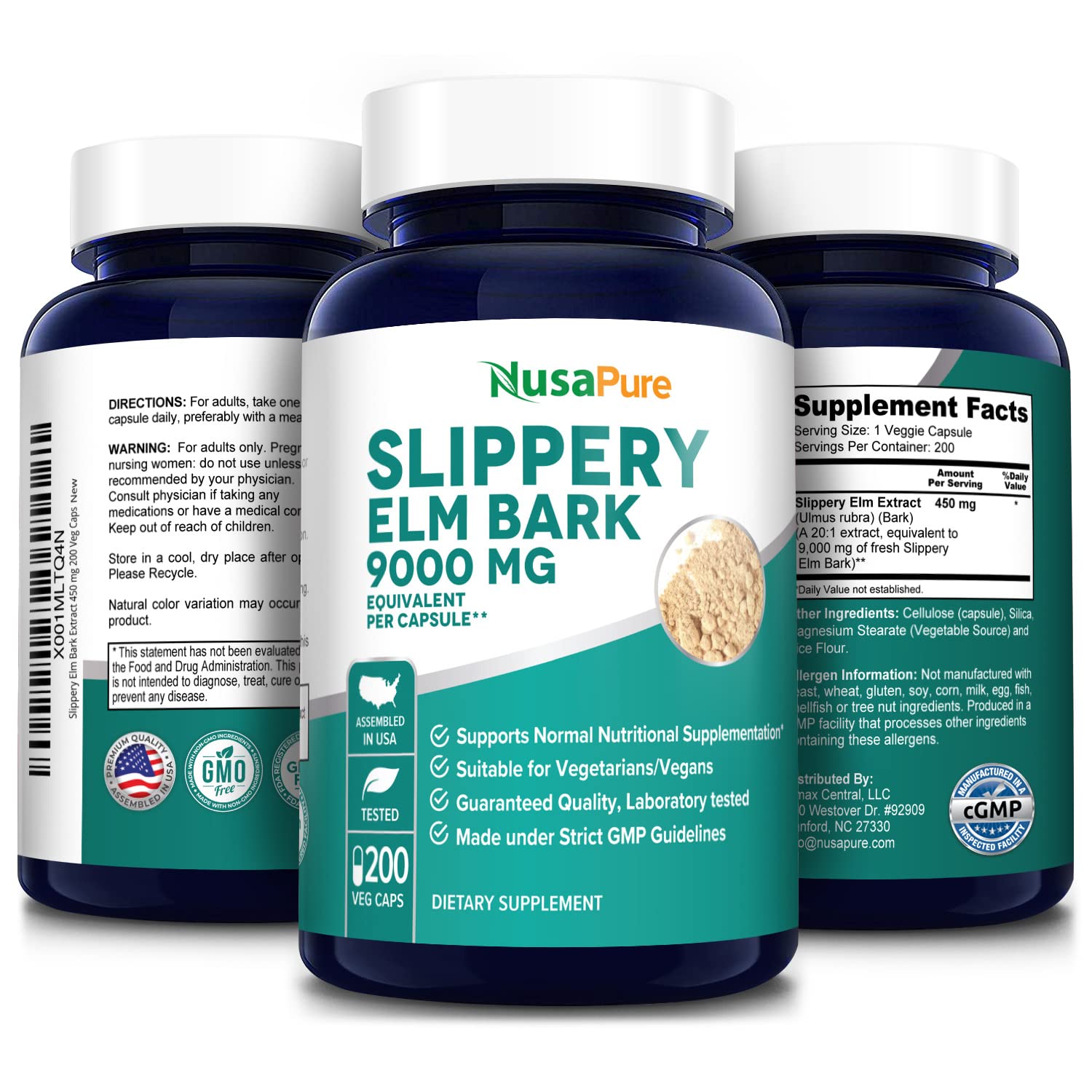 Foto 5 pulgar | Suplemento Nusapure de Extracto de Corteza de Olmo 9000 Mg 200 Cápsulas - Venta Internacional