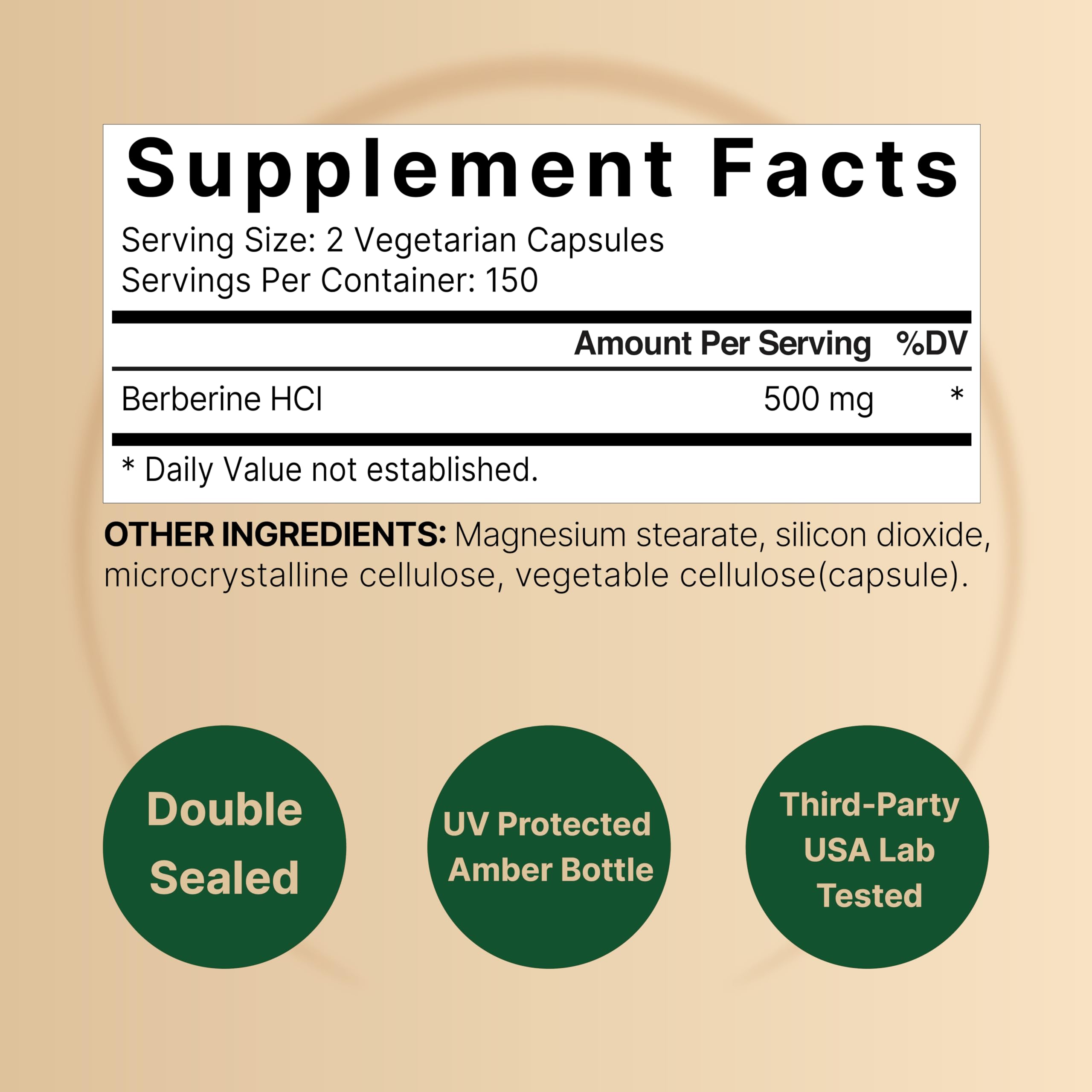 Foto 3 pulgar | Suplemento Naturebell Berberine 500 mg 300 Cápsulas Vegetarianas - Venta Internacional