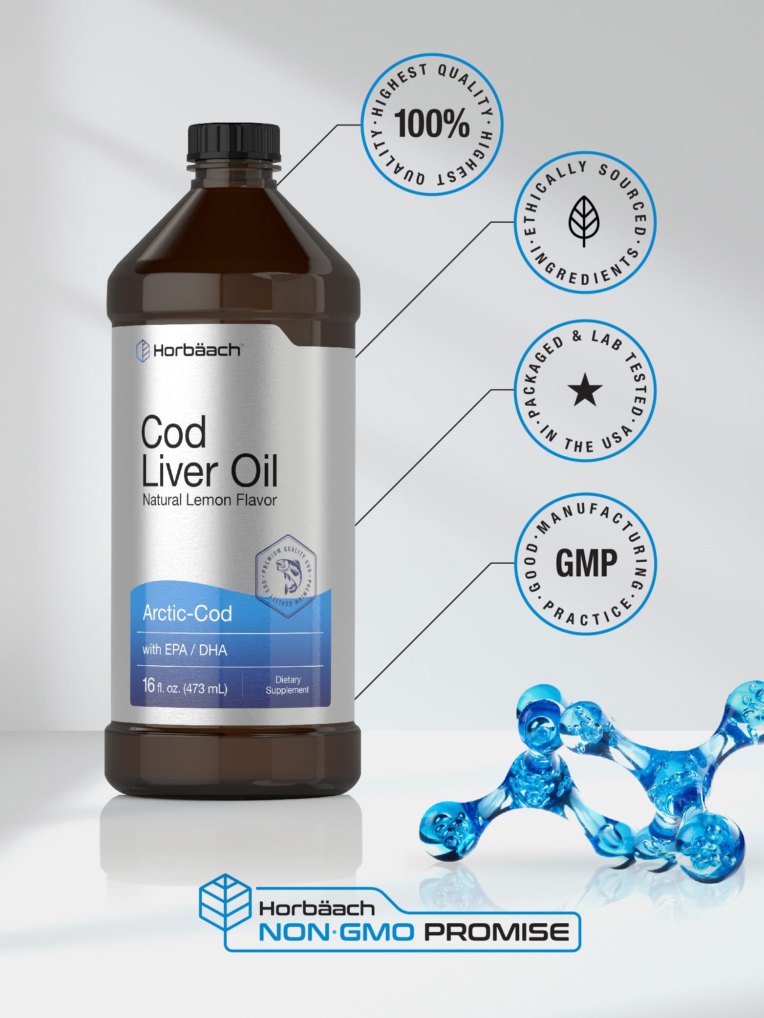 Foto 5 | Suplemento Horbäach Aceite de Hígado de Bacalao Ártico con Epa/dha 480 ml - Venta Internacional
