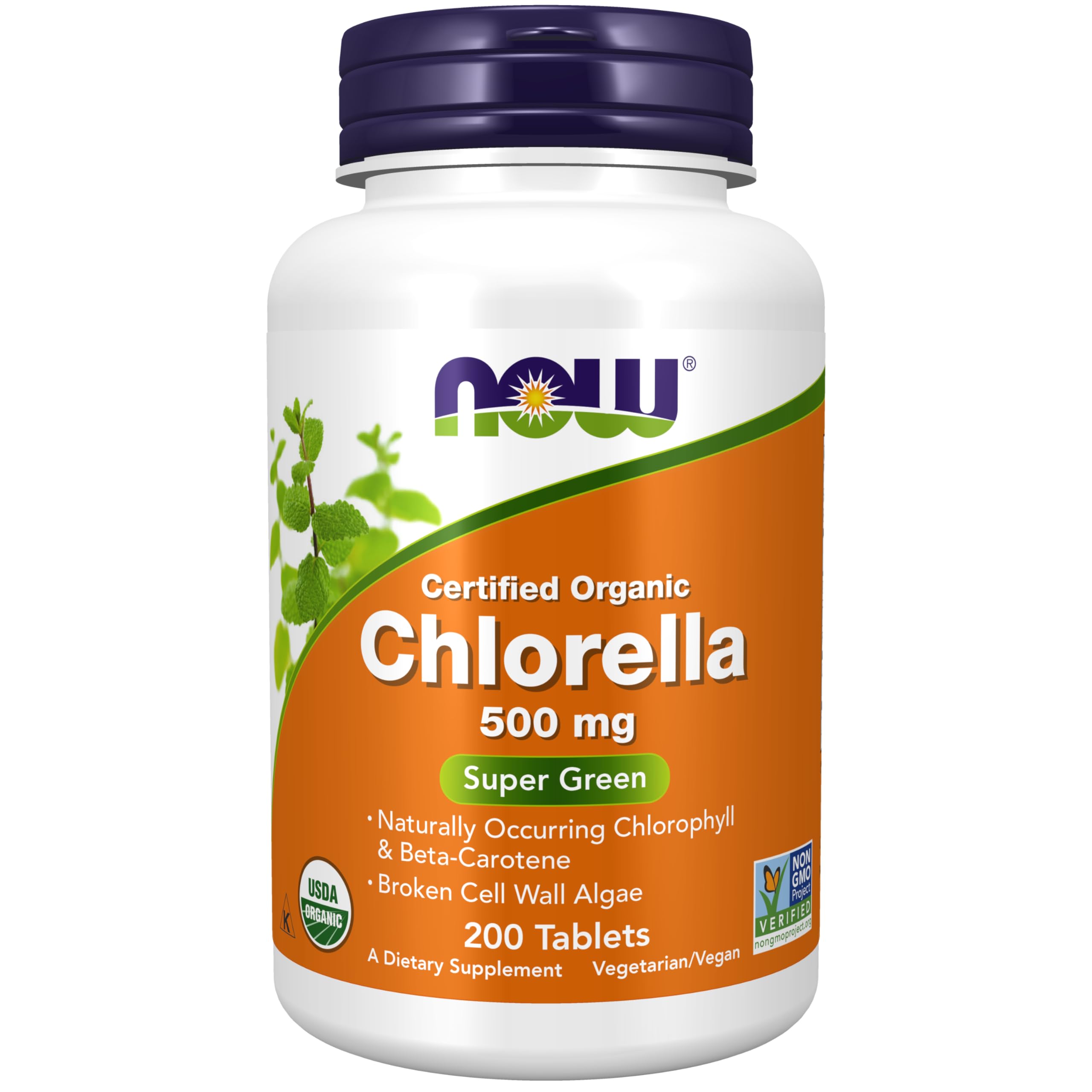Foto 2 pulgar | Suplemento Now Chlorella Orgánica 500 Mg 200 Tabletas - Venta Internacional