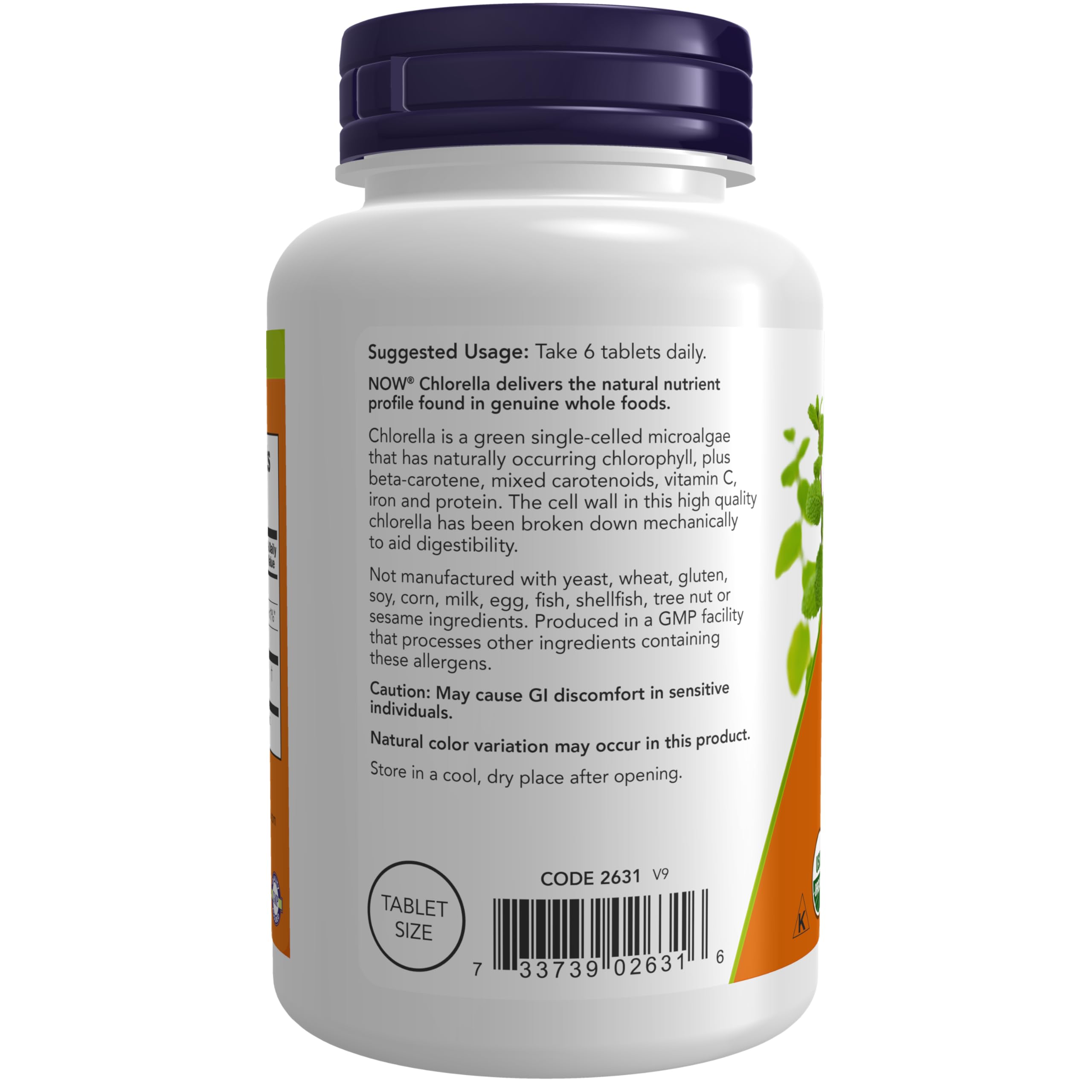 Foto 4 pulgar | Suplemento Now Chlorella Orgánica 500 Mg 200 Tabletas - Venta Internacional
