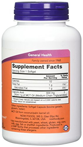 Foto 3 pulgar | Suplemento Now Foods Ácido 600 mg 100 Cápsulas Blandas Caprílico - Venta Internacional