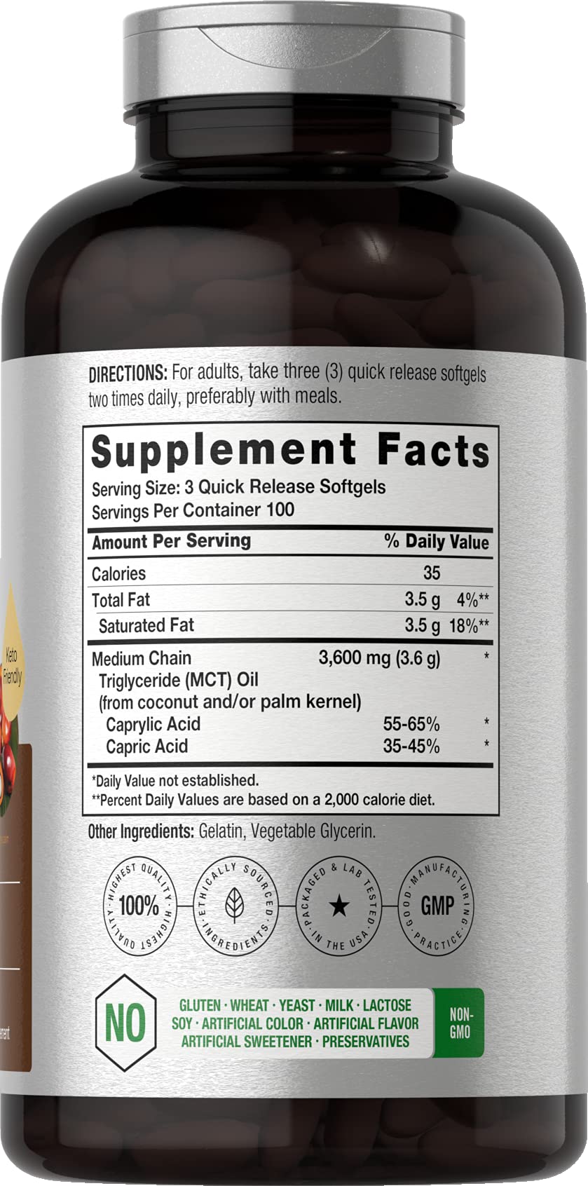 Foto 3 pulgar | Suplemento Horbaach Keto Mct 360 mg 300 Cápsulas Blandas - Venta Internacional
