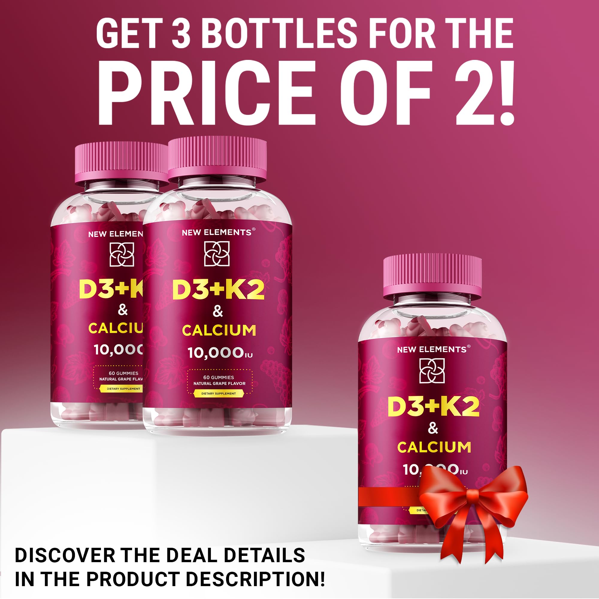 Foto 2 | Gomitas New Elements de Vitamina D3 K2 y Calcio - Venta Internacional