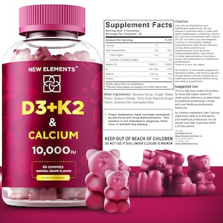 Foto 4 | Gomitas New Elements de Vitamina D3 K2 y Calcio - Venta Internacional