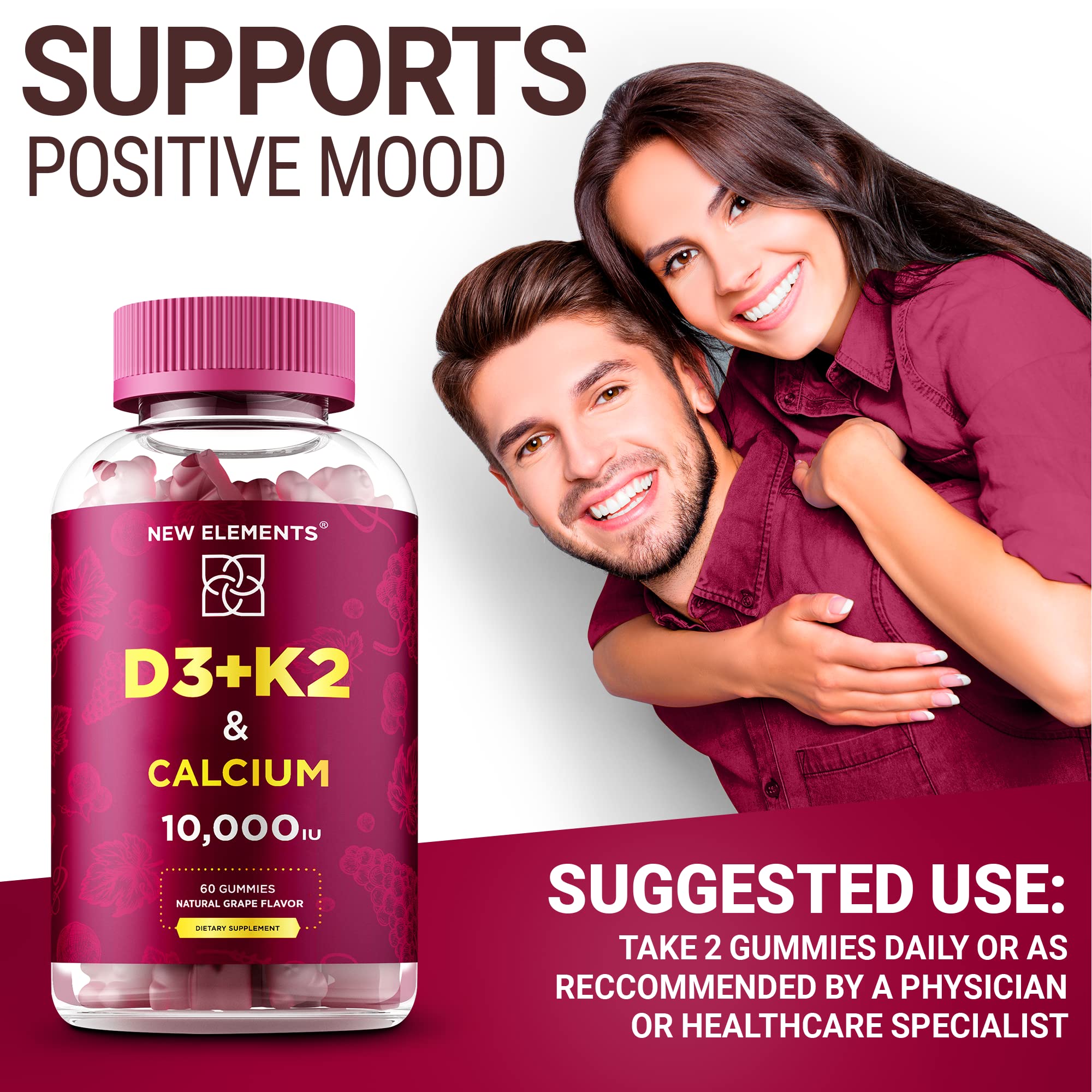 Foto 7 pulgar | Gomitas New Elements de Vitamina D3 K2 y Calcio - Venta Internacional