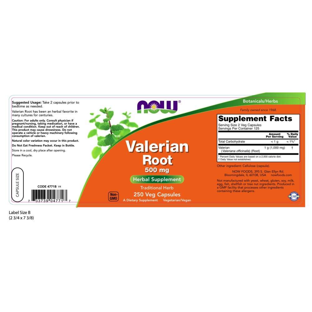 Foto 3 pulgar | Supplement Now Raíz de Valeriana 500 mg 250 Cápsulas Vegetales - Venta Internacional