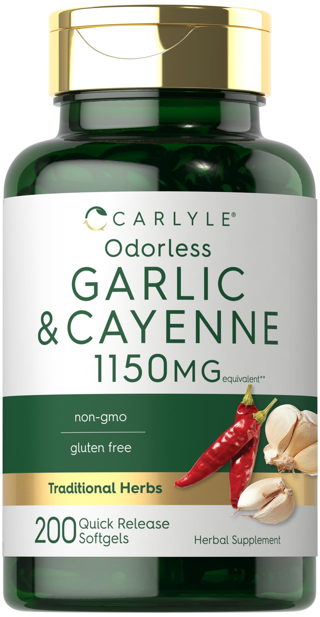 Foto 2 pulgar | Suplemento Carlyle con Ajo y Cayena sin Olor 150 mg 200 Cápsulas Blandas - Venta Internacional