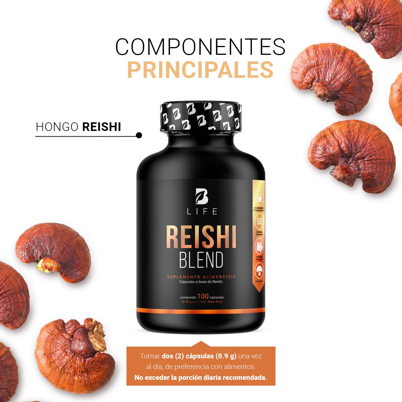 Foto 4 pulgar | Reishi Blend  B Life 100 Cápsulas