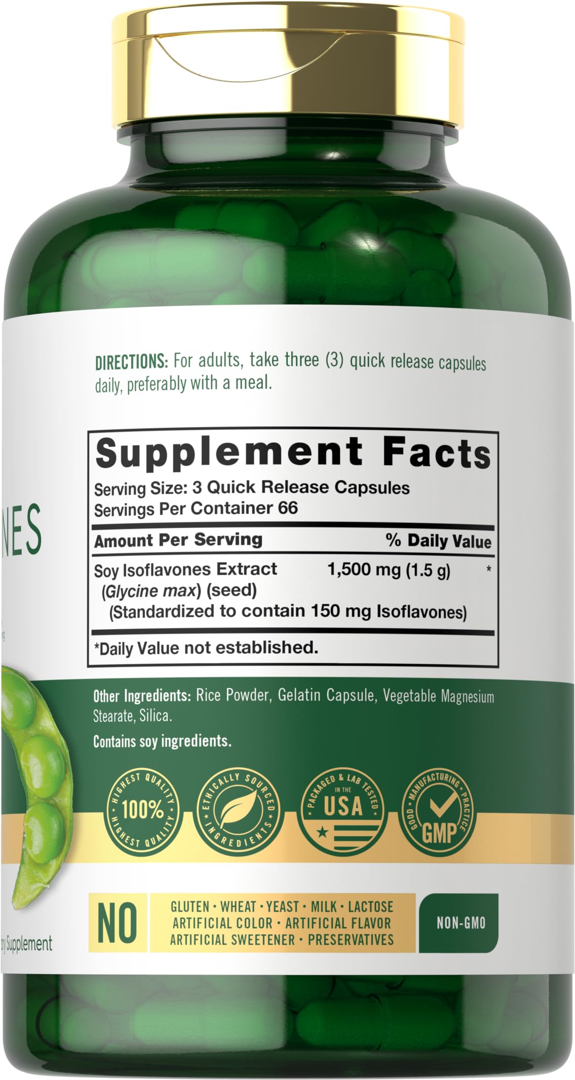 Foto 3 pulgar | Suplemento de Isoflavonas de Soja Carlyle 1500 Mg | 200 Cápsulas - Venta Internacional