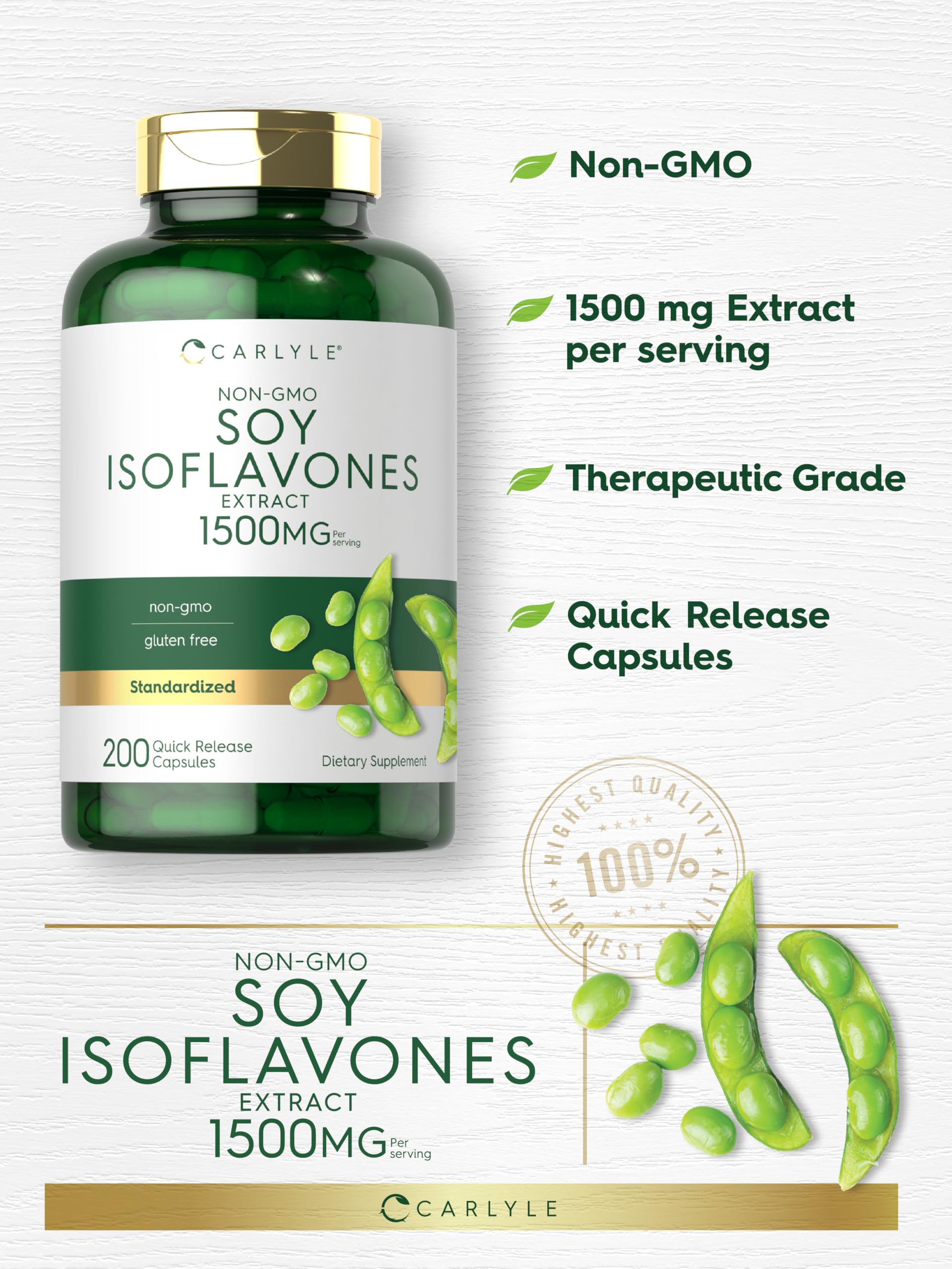 Foto 5 pulgar | Suplemento de Isoflavonas de Soja Carlyle 1500 Mg | 200 Cápsulas - Venta Internacional