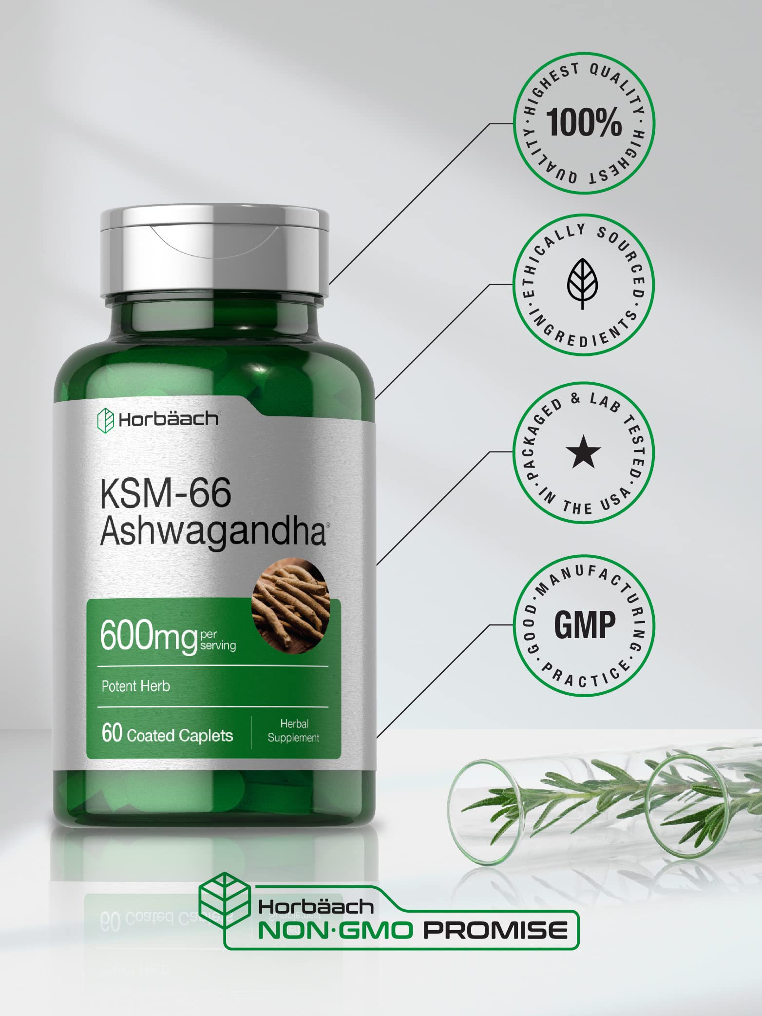 Foto 6 pulgar | Suplemento Horbach Ksm-66 Ashwagandha 600 Mg 60 Cápsulas - Venta Internacional