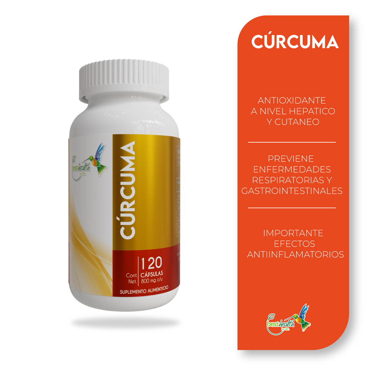 Foto 3 pulgar | Cúrcuma Best Health 120 Cápsulas